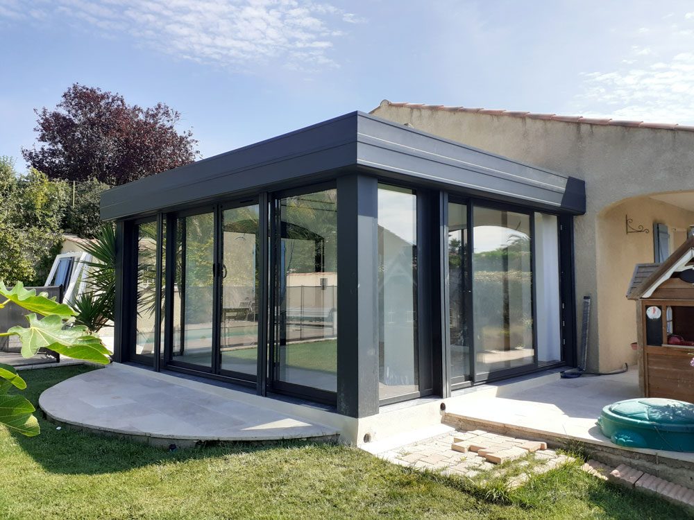 Veranda realisée par Colombeau Alu-Beziers-34